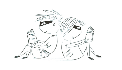 Strichzeichnung Bibliobande Mitmachbuch