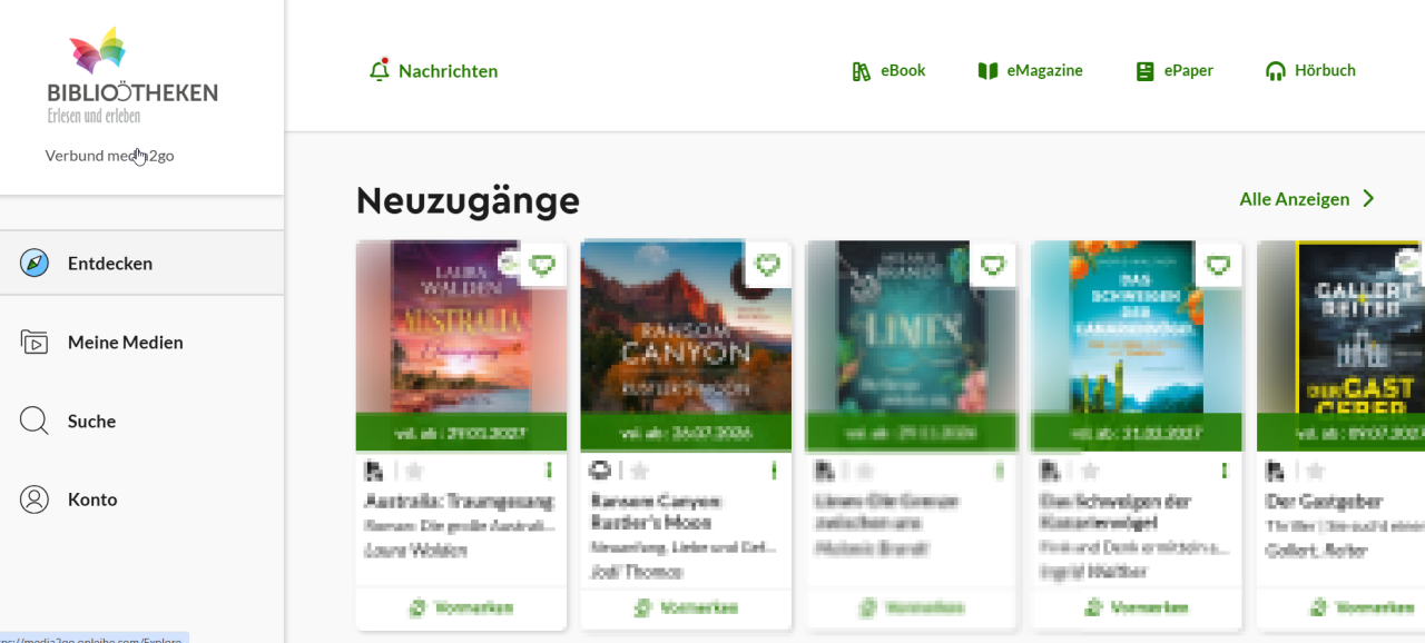 Startseite der Webseite Media2go