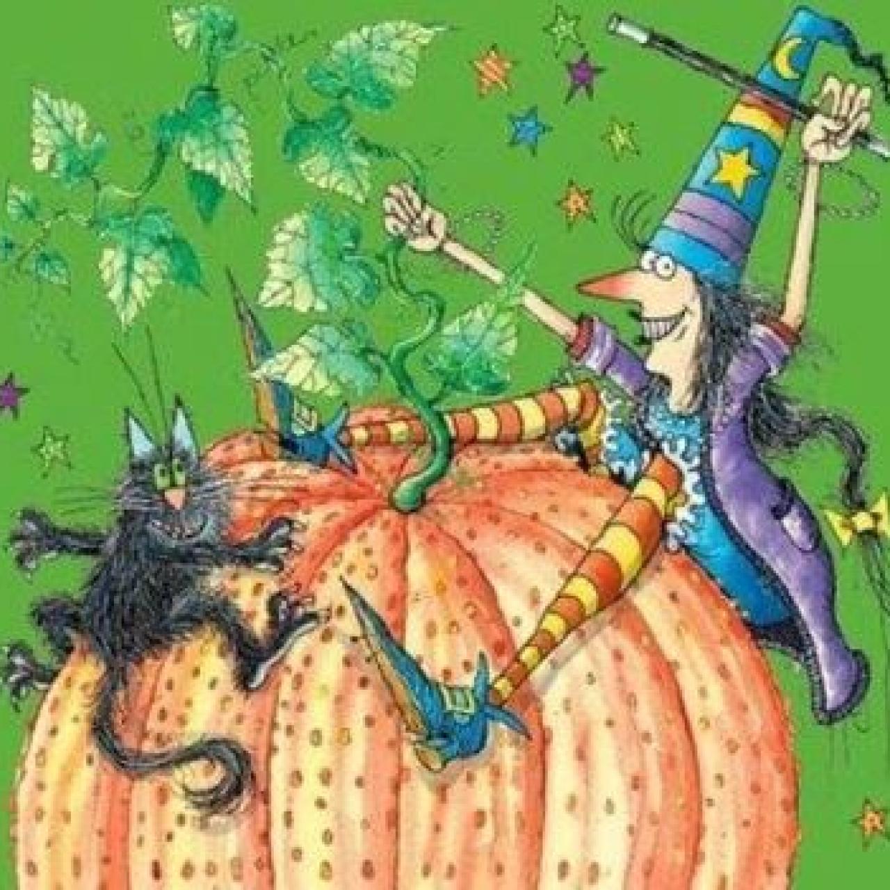 Buchumschlag mit Zilly und Zingaro auf einem Riesenkürbis